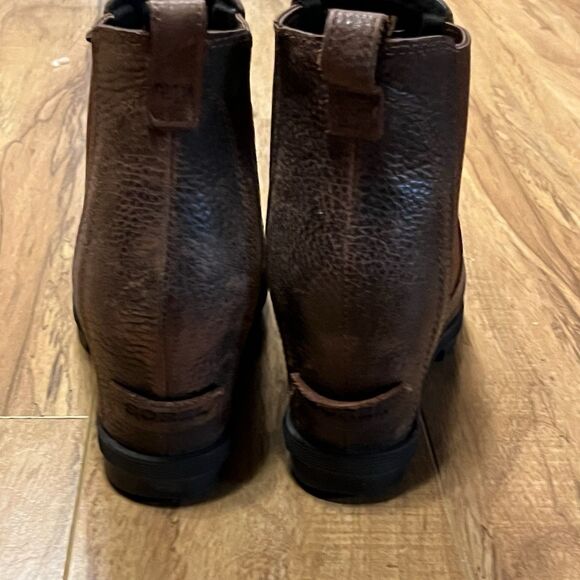 SOREL Joan of Arctic Wedge II Women's 8.5 Chelsea Boots Brown Leather NL3346-282 - Picture 4 of 7